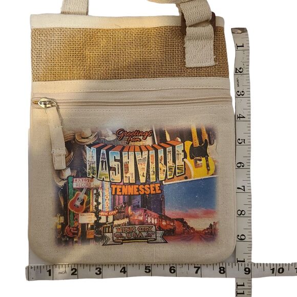 Crossbody bag "Greetings from Nashville Tennessee" on graphic front Adjustable - Picture 1 of 5